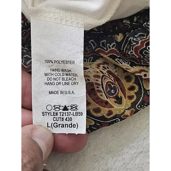 Blue Sketch Blouse Juniors Large Beige Sleeveless Sheer Floral Blouse Top - Picture 6 of 9